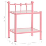 vidaXL Table de chevet Rose/transparent 45x34 5x60 5 cm Métal et verre