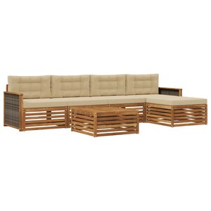 vidaXL Ensemble de canapés d'extérieur 6 Pièces Naturel et Beige