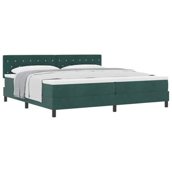 vidaXL Lit à ressorts avec matelas Vert foncé 200 x 200 cm Velours