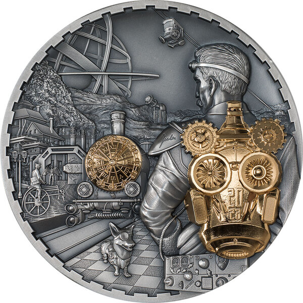 Pièce de monnaie en Argent 100 Dollars g 1000 (1 Kg) Millésime 2023 Steampunk JET PACK (PRÉCOMMANDE)