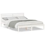vidaXL Cadre de lit Blanc 160 x 220 cm Bois massif en pin