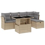 vidaXL Salon de jardin avec coussins 6 Pièces beige résine tressée