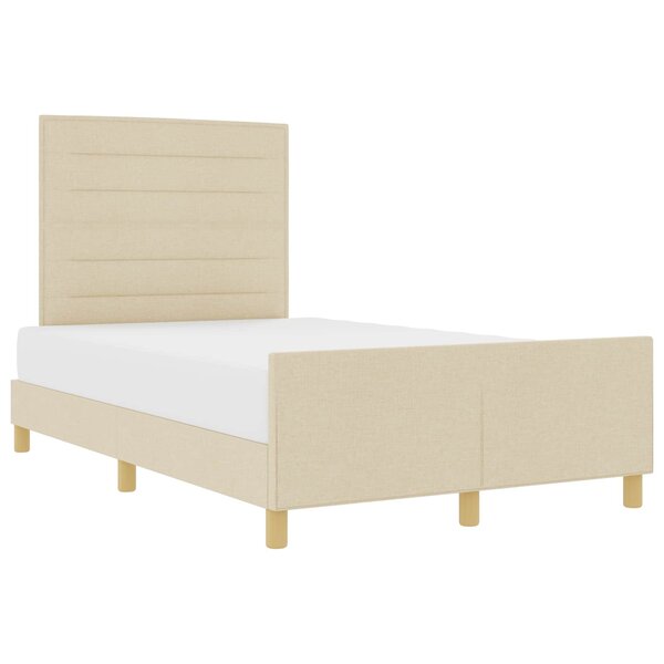vidaXL Cadre de lit avec tête de lit Crème 140 x 200 cm tissu