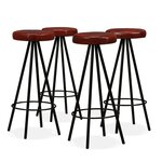 vidaXL Ensemble de bar 5 Pièces Bois massif recyclé et cuir véritable