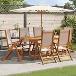 vidaXL Chaises pliables de jardin lot de 6 bois d'acacia et textilène
