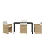 vidaXL Ensemble de salle à manger pour jardin 5 Pièces Beige polyrotin