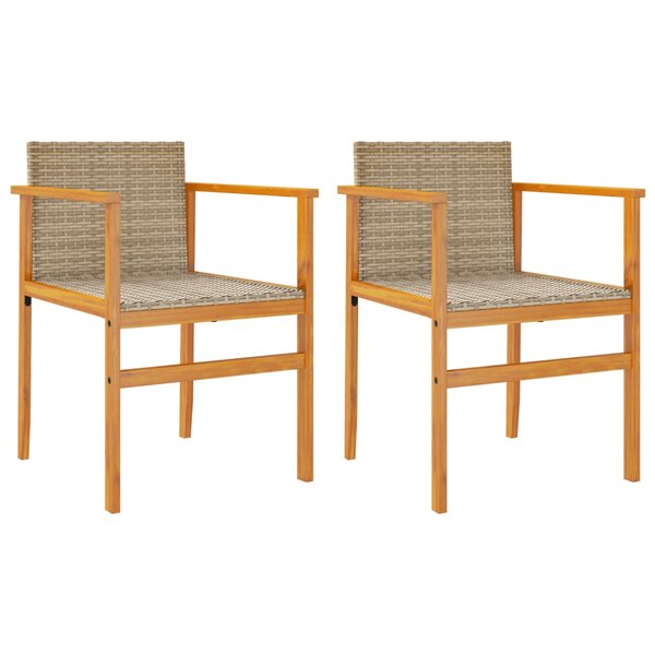 vidaXL Chaises de jardin coussins lot de 2 beige résine tressée bois