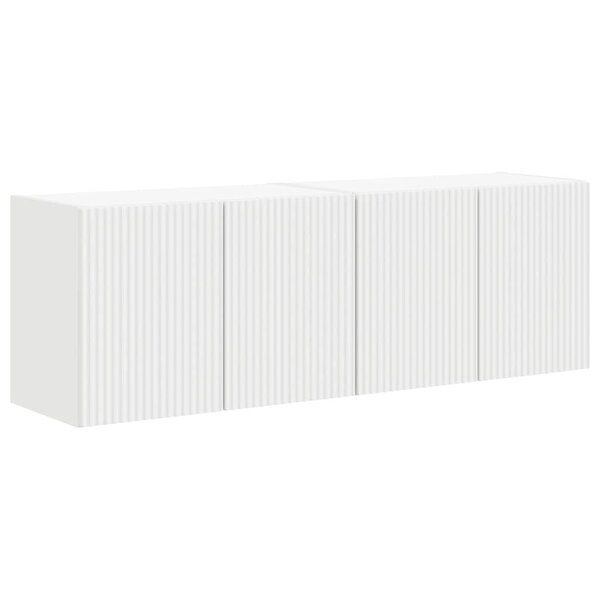 vidaXL Meuble TV mural 2 Pièces Blanc 59 5 x 31 x 40 cm Bois d'ingénierie