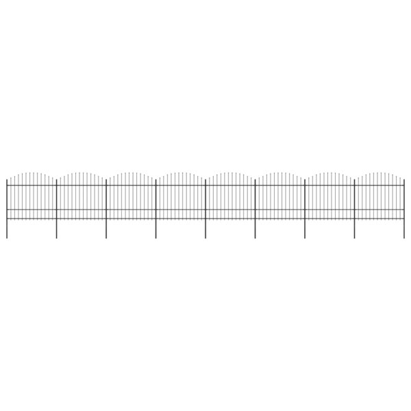 vidaXL Clôture de jardin à dessus en lance Acier (1 5-1 75)x13 6m Noir