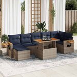 vidaXL Salon de jardin 8Pièces avec coussins marron résine tressée acacia