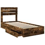 vidaXL Lit de Rangement Chêne fumé 75 x 190 cm Bois d'ingénierie