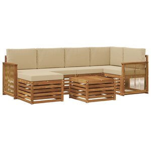 vidaXL Ensemble de canapé d'angle avec coussin 6 Pièces Naturel