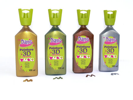 Peinture Diam's 3D 100ml 4 flacons Assortiment métallique