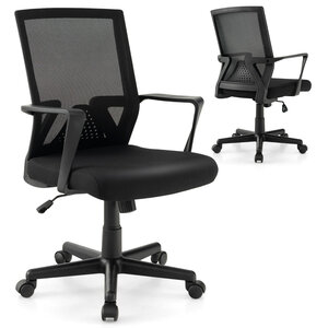 Chaise de bureau ergonomique chaise de travail avec dossier à bascule pivotante en maille avec accoudoirs pour chambre bureau noir 20_0004839