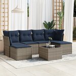 vidaXL Salon de jardin 7 Pièces avec coussins gris résine tressée