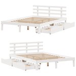 vidaXL Cadre de lit avec tiroirs sans matelas blanc 150x200 cm
