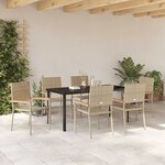 vidaXL Ensemble de salle à manger pour jardin 7 Pièces Beige Poly rotin