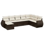 vidaXL Salon de jardin 8 Pièces avec coussins marron résine tressée