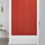 vidaXL Tête de lit murale 12 Pièces Rouge 30 x 15 cm Simili cuir