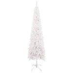 Vidaxl arbre de noël mince avec led et boules blanc 210 cm