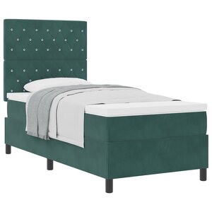 Lit Box Spring vidaXL avec Matelas Vert Foncé Simple Velours