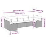Ensemble 7 pièces canapé de jardin vidaXL avec coussins Noir Poly Rotin