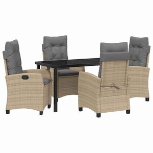 vidaXL Ensemble de salle à manger pour jardin 5 Pièces Beige polyrotin