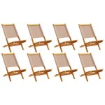 vidaXL Chaises de jardin pliantes lot de 8 taupe tissu et bois massif