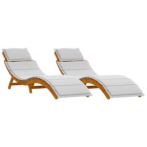 vidaXL Transat 2 pc Bois d'Acacia Massif Gris clair