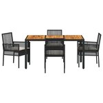 vidaXL Ensemble de salle à manger pour jardin 5 Pièces Noir Poly rotin