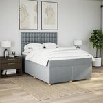 vidaXL Sommier à lattes de lit avec matelas Gris clair 140x200cm Tissu