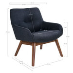 Chaise de salon en tissu gris foncé avec pieds en noyer