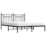 vidaXL Cadre de lit métal avec tête de lit noir 180x200 cm