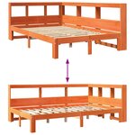 vidaXL Lit bibliothèque sans matelas cire marron 120x200 cm pin massif