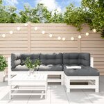 vidaXL Salon de jardin 5 Pièces avec coussins blanc bois massif