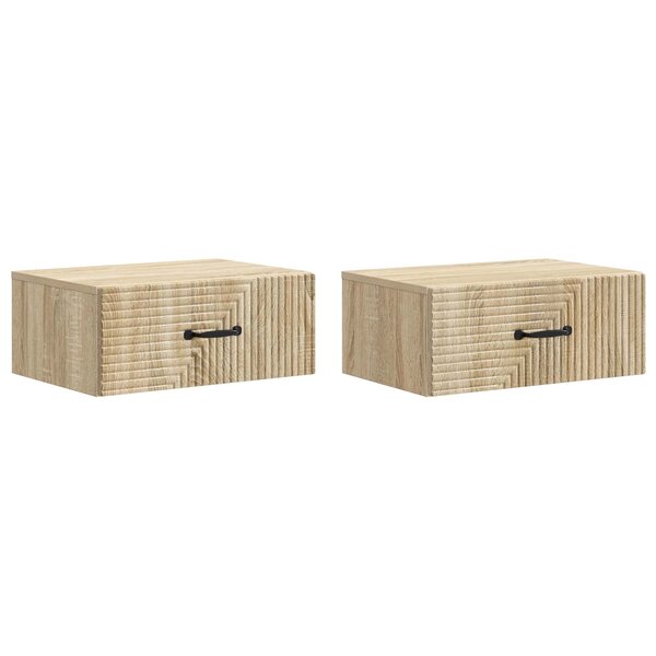 vidaXL Cabinet de chevet mural 2 Pièces Chêne Sonoma 49 x 34 5 x 20 cm