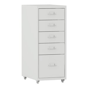 Caisson de bureau meuble de rangement pour documents dossiers fournitures de bureau à roulettes avec 5 tiroirs 69 x 28 x 41 cm blanc 03_0006328