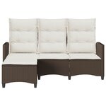 vidaXL Canapé de jardin inclinable coussins forme L marron polyrotin