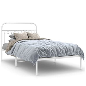 vidaXL Cadre de lit métal sans matelas et tête de lit blanc 107x203 cm