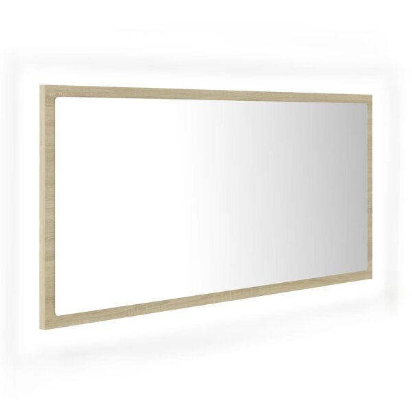vidaXL Miroir LED de salle de bain Chêne sonoma 90x8 5x37 cm Acrylique