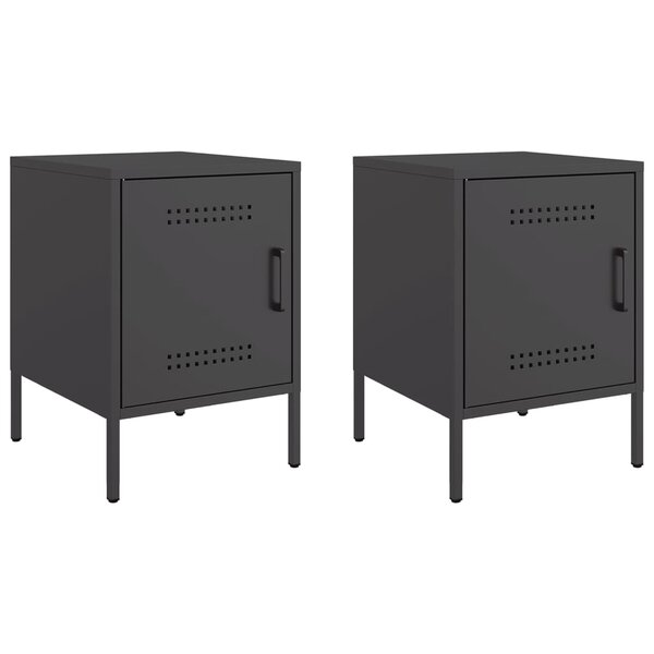 vidaXL Tables de chevet 2 Pièces noir 36x39x50 5 cm acier