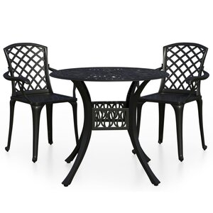 Ensemble de bistro jardin meuble extérieur terrasse 3 pièces aluminium coulé noir 02_0013510