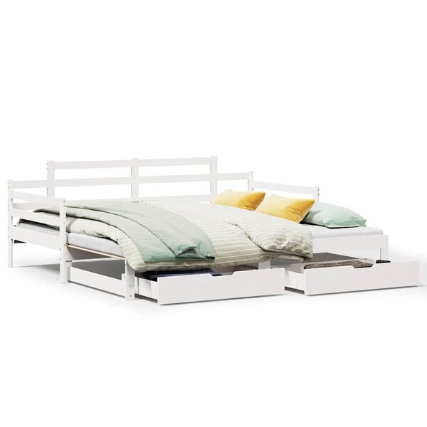 vidaXL Lit de jour avec gigogne et tiroirs sans matelas blanc 90x190cm