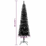 vidaXL Arbre de Noël mince pré-éclairé et boules noir 180 cm