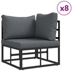 vidaXL Ensemble de canapé de jardin 13 Pièces Noir 70 x 70 x 32 cm