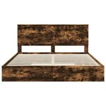 vidaXL Lit de Rangement Chêne fumé 180 x 200 cm Bois d'ingénierie