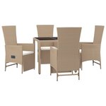 vidaXL Ensemble à manger de jardin avec coussins 5Pièces Beige poly rotin