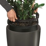 LECHUZA Jardinière Rondo 40 ALL-IN-ONE Charbon métallique 15743