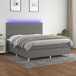 vidaXL Sommier à lattes de lit et matelas et LED Gris foncé 180x200 cm