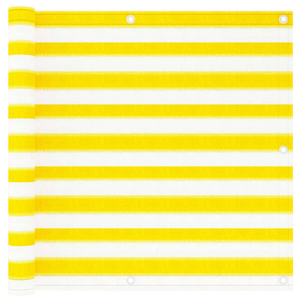 vidaXL Écran de balcon Jaune et blanc 90x300 cm PEHD
